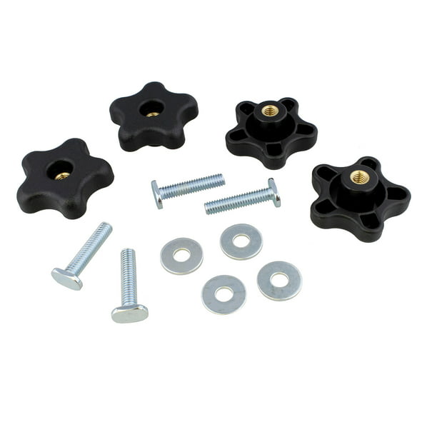 4 Knobs 1 W Black Polypropylene Plastic T-Handle Knob with 1/4-20 Brass Thread 
